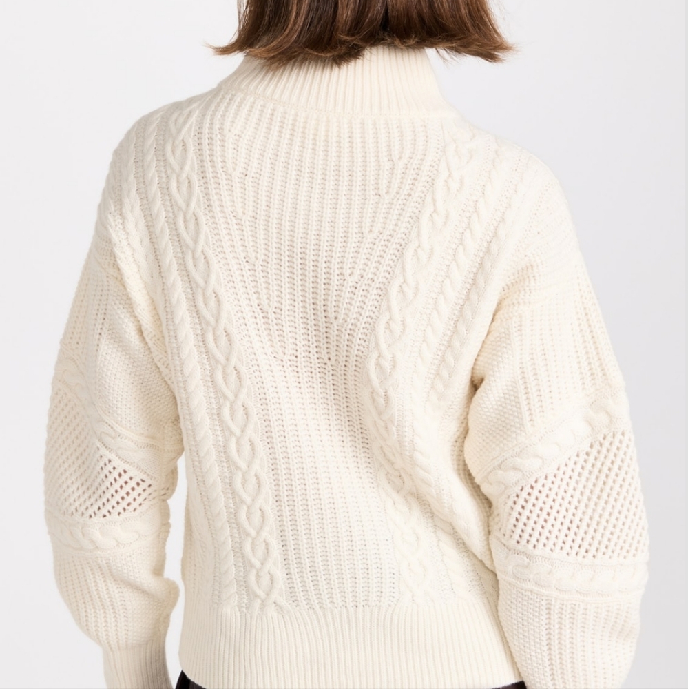 Veronica Beard "Bertilda" Cream Cable Knit Cashmere Sweater - Picture 2 of 8